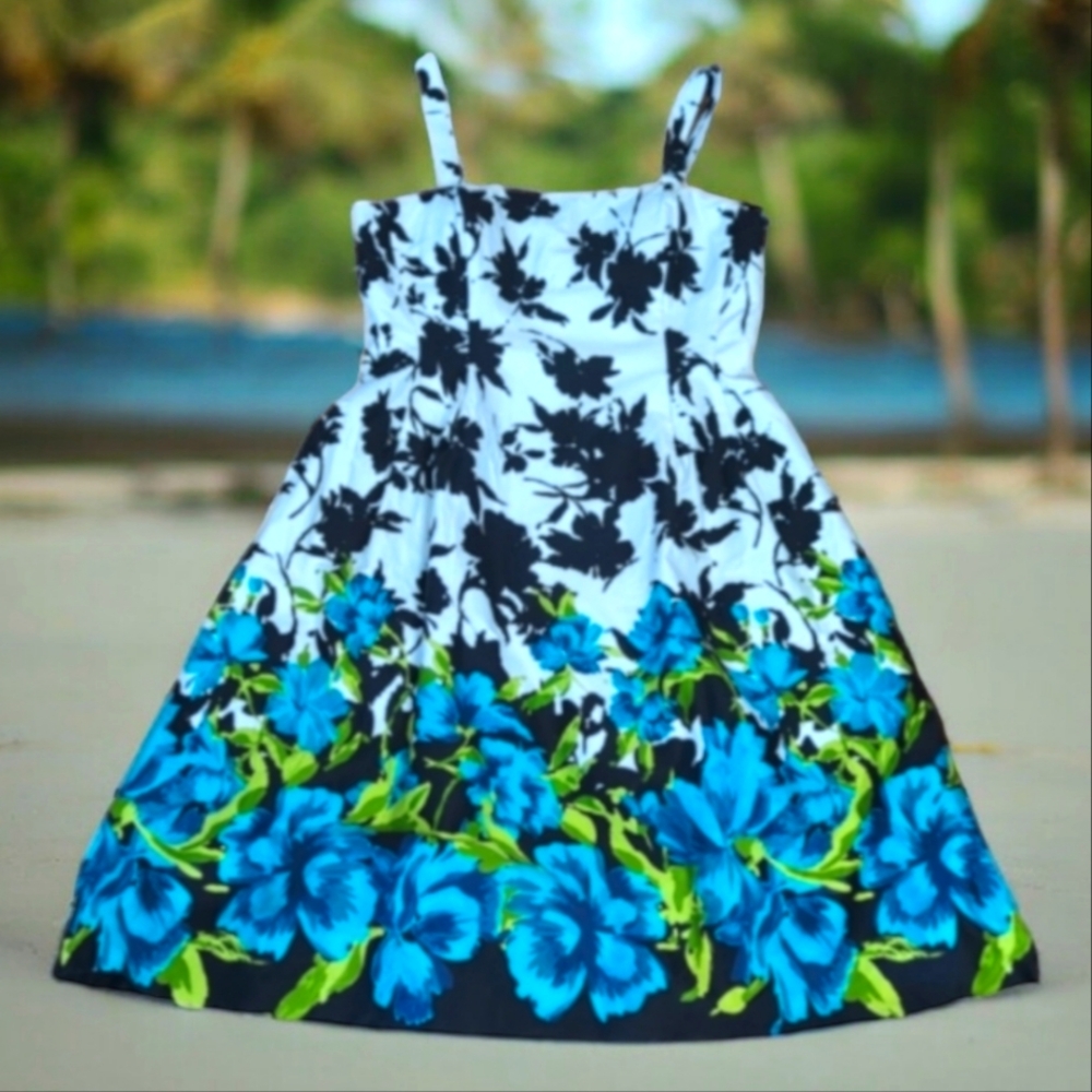 Floral Sundress with Blue Bloom Print